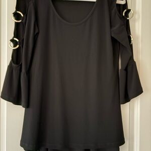 Elegant Black Women's Top with Silver Accents